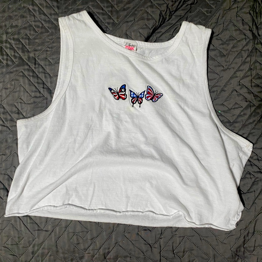 White Butterfly Crop Top